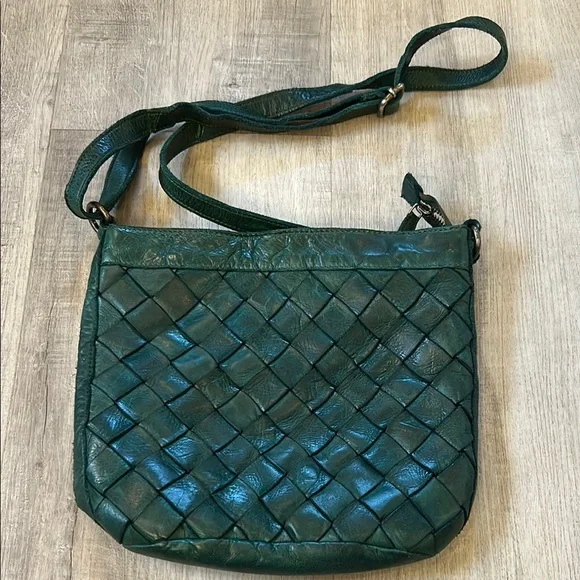 Anthropologie Vilenca Holland Green Leather Wove Bag - Picture 10 of 10
